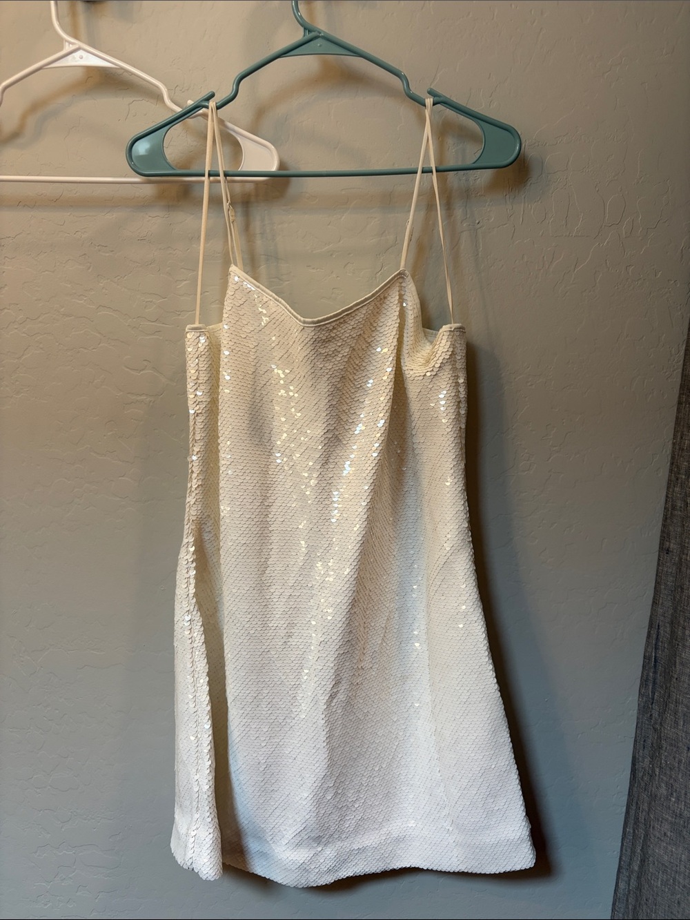 Abercrombie & Fitch Ivory Sequin Slip Mini Dress